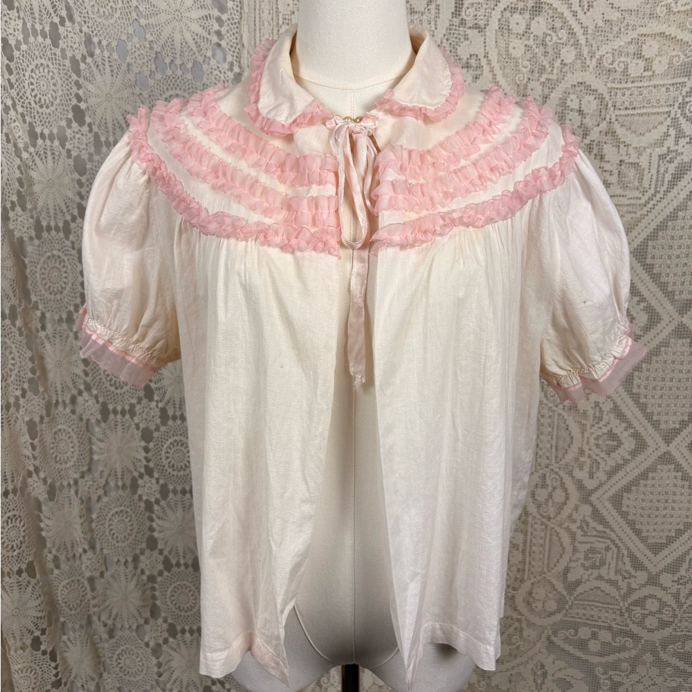 Vintage Baby pink coquette lingerie bed jacket